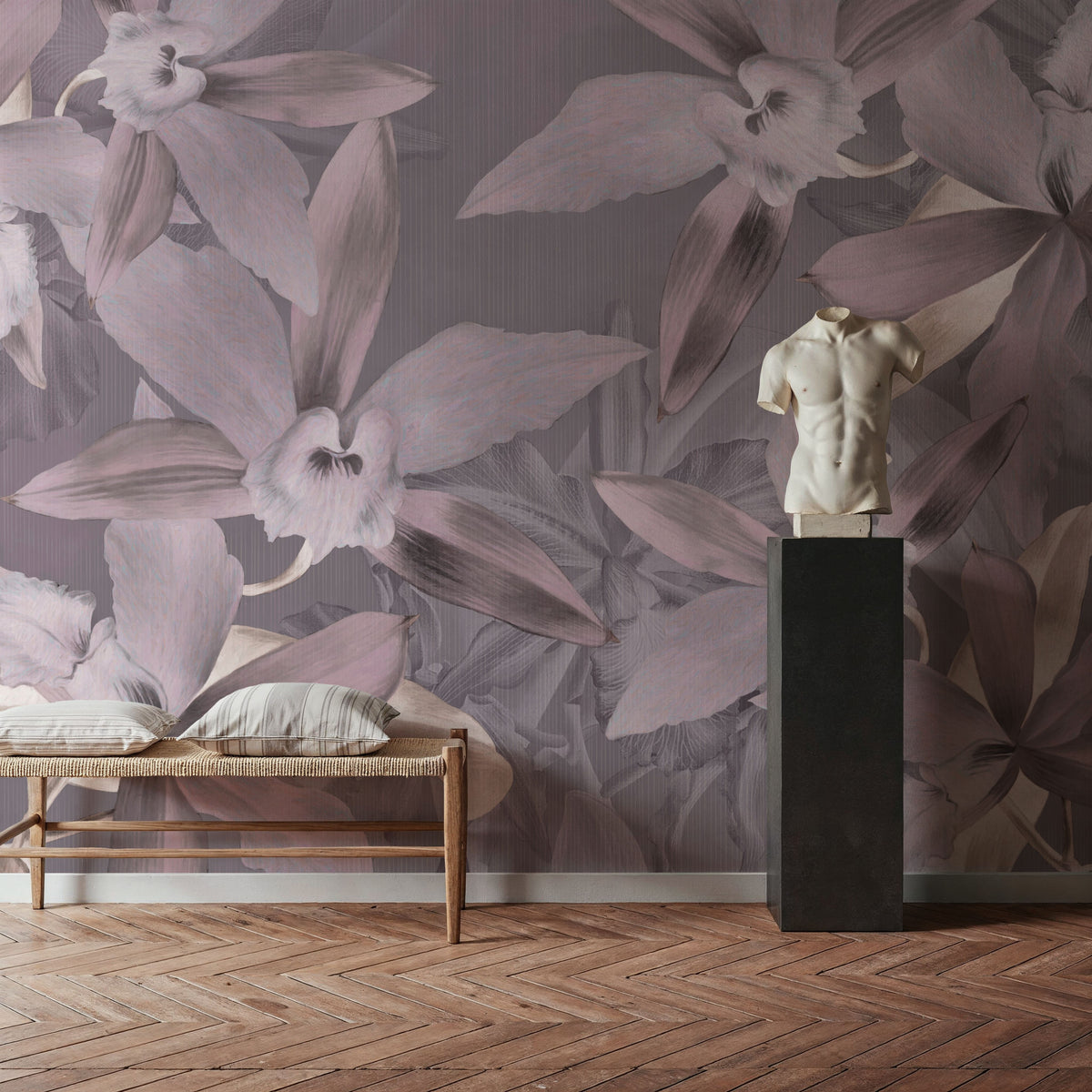 Big Orchids Purple Mural Wallpaper - room preview 04