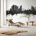 Sharjah Skyline Black & White Mural Wallpaper - room preview 04