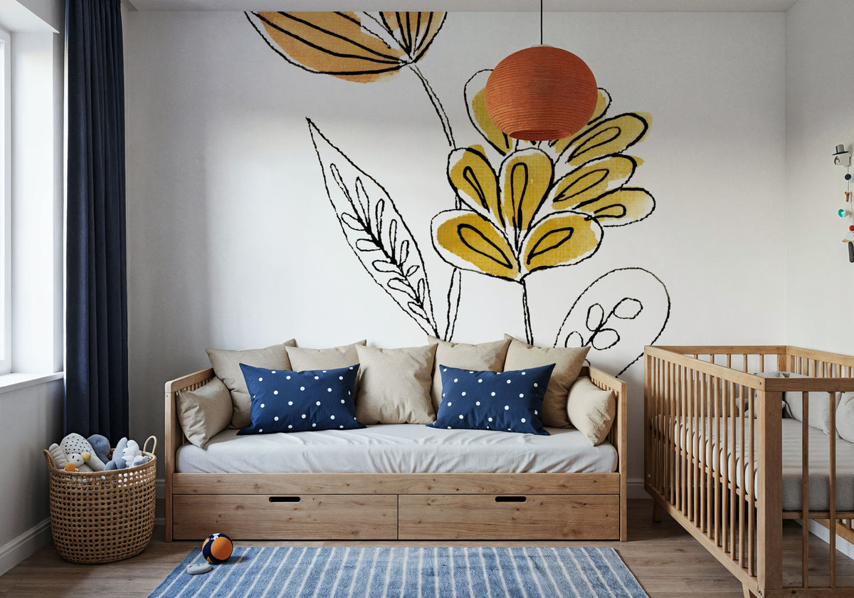 Line Flower IV Mural Wallpaper - room preview 04