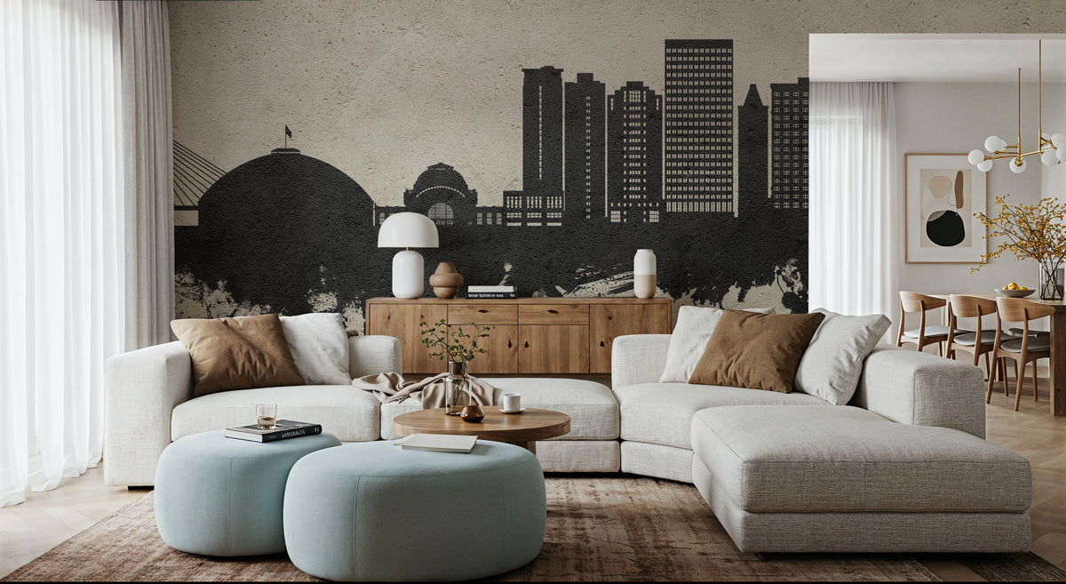 Tacoma Washington Skyline Concrete Mural Wallpaper - room preview 04