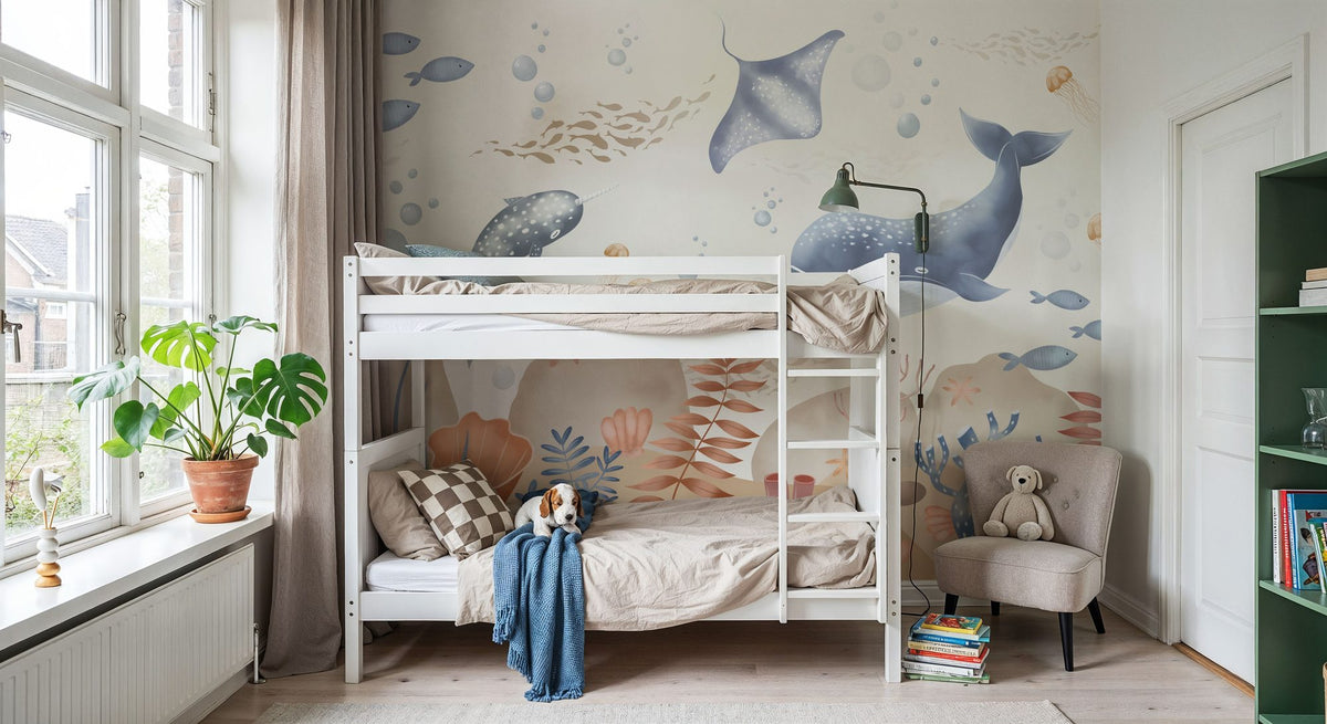 Ocean Paradise, Beige Mural Wallpaper - room preview 04