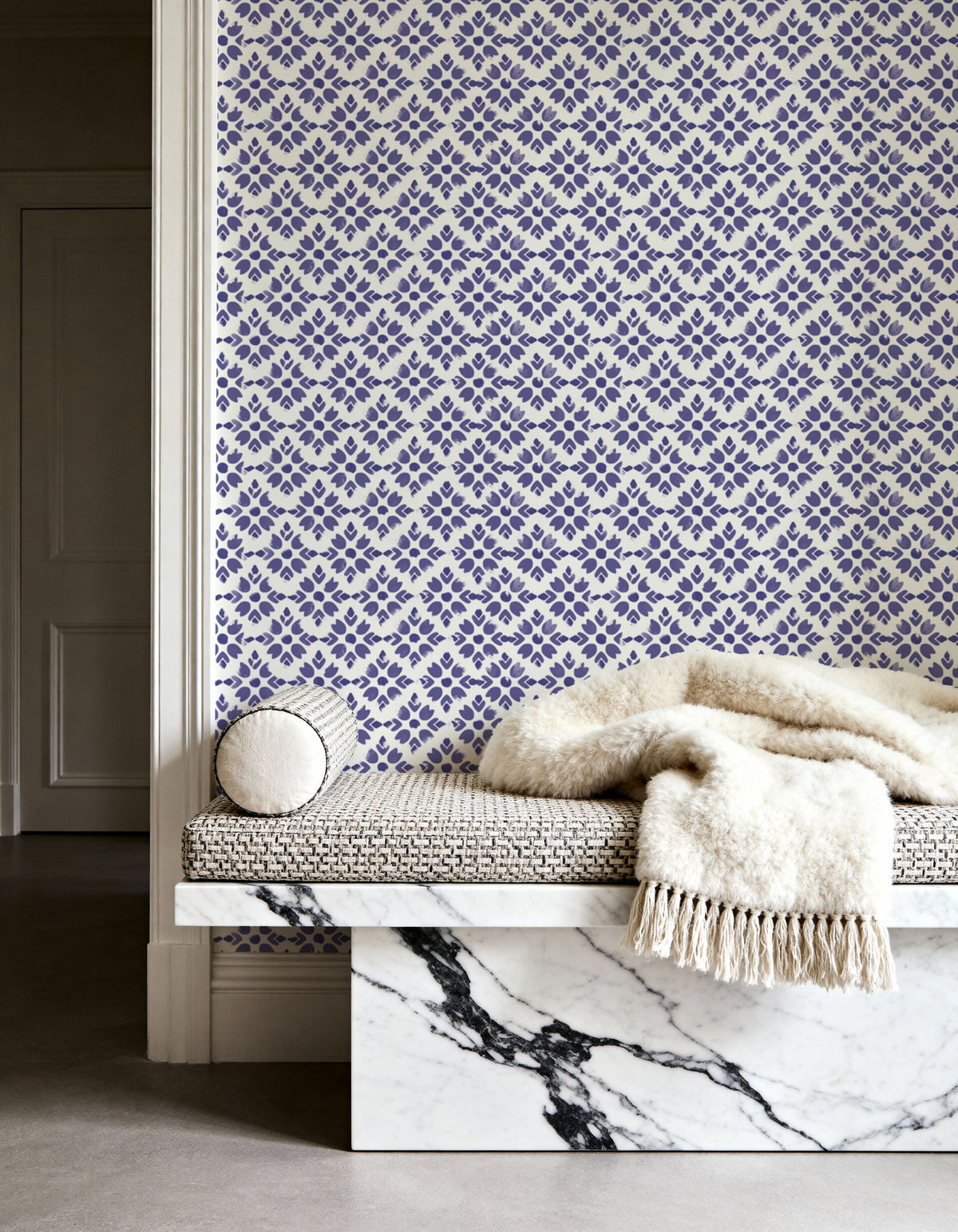 Botanical Stamps White Mural Wallpaper - room preview 04