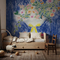 Flower Vases and Books Square Mural Wallpaper - room preview 04
