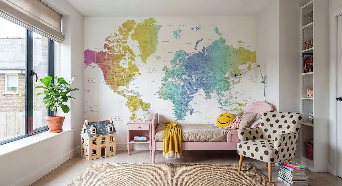 World Map Cities - Adrius Mural Wallpaper - room preview 04