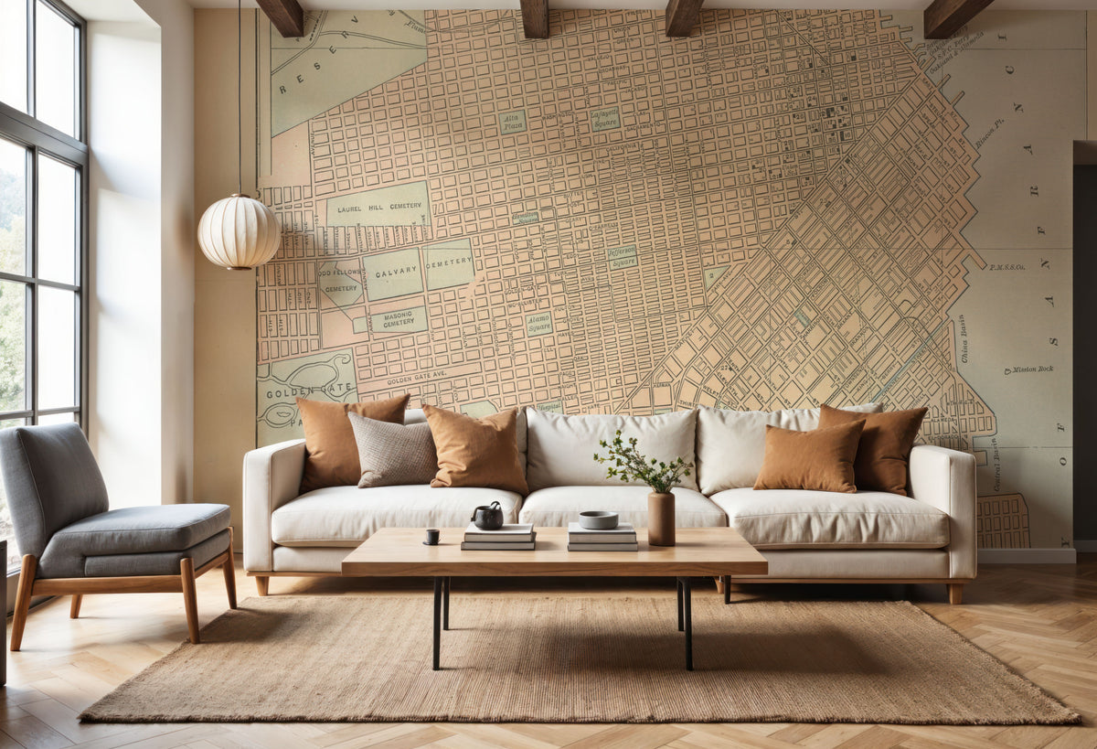 San Francisco Map Mural Wallpaper - room preview 04