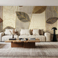 Bohemian Leaves I Neutral Mural Wallpaper - room preview 04