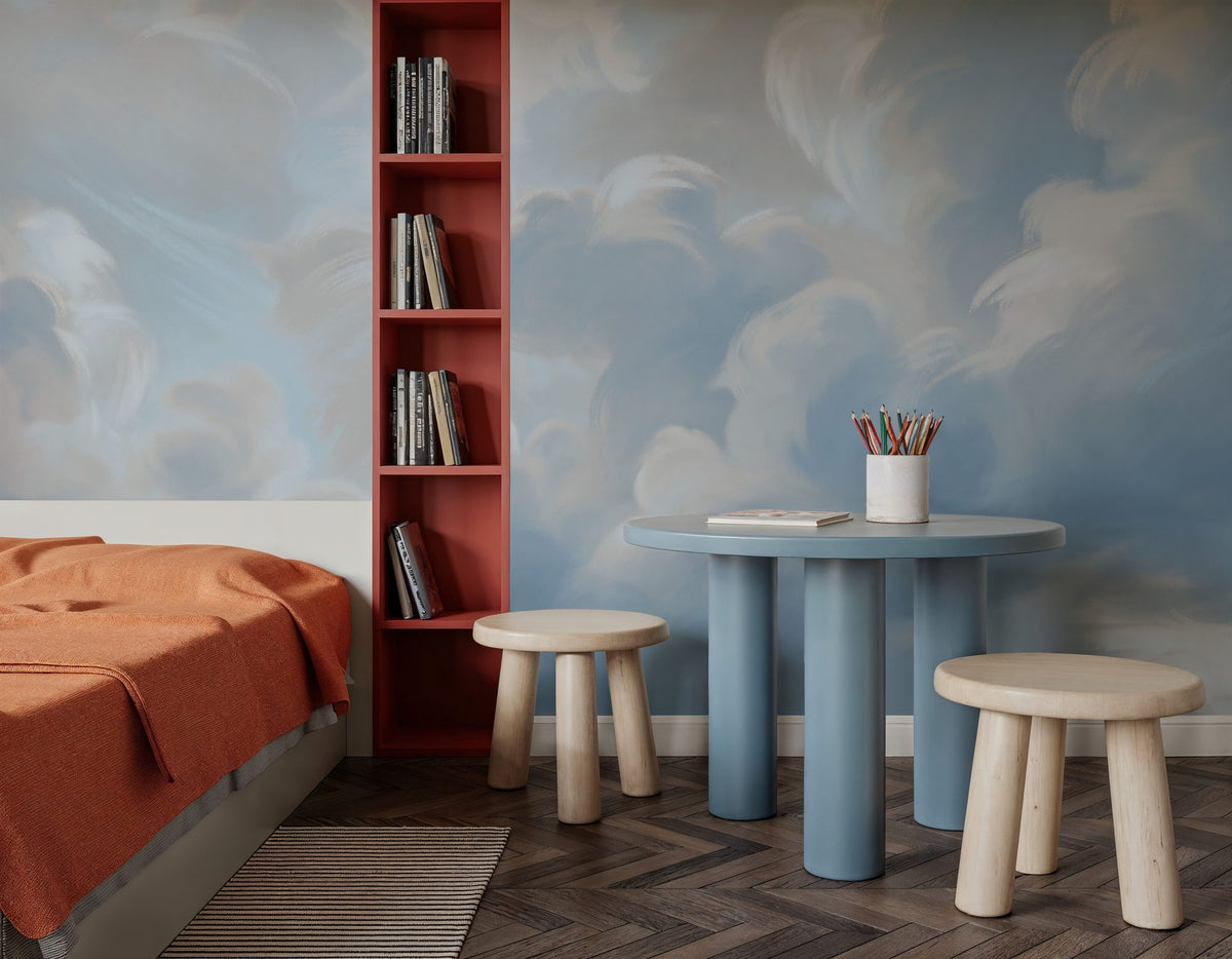 Clouding, Baby Blue Mural Wallpaper - room preview 04