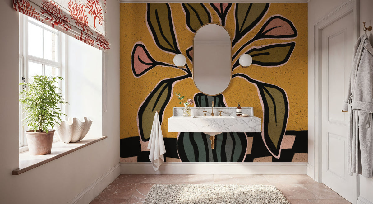 Checkerboard Floral II Mural Wallpaper - room preview 04