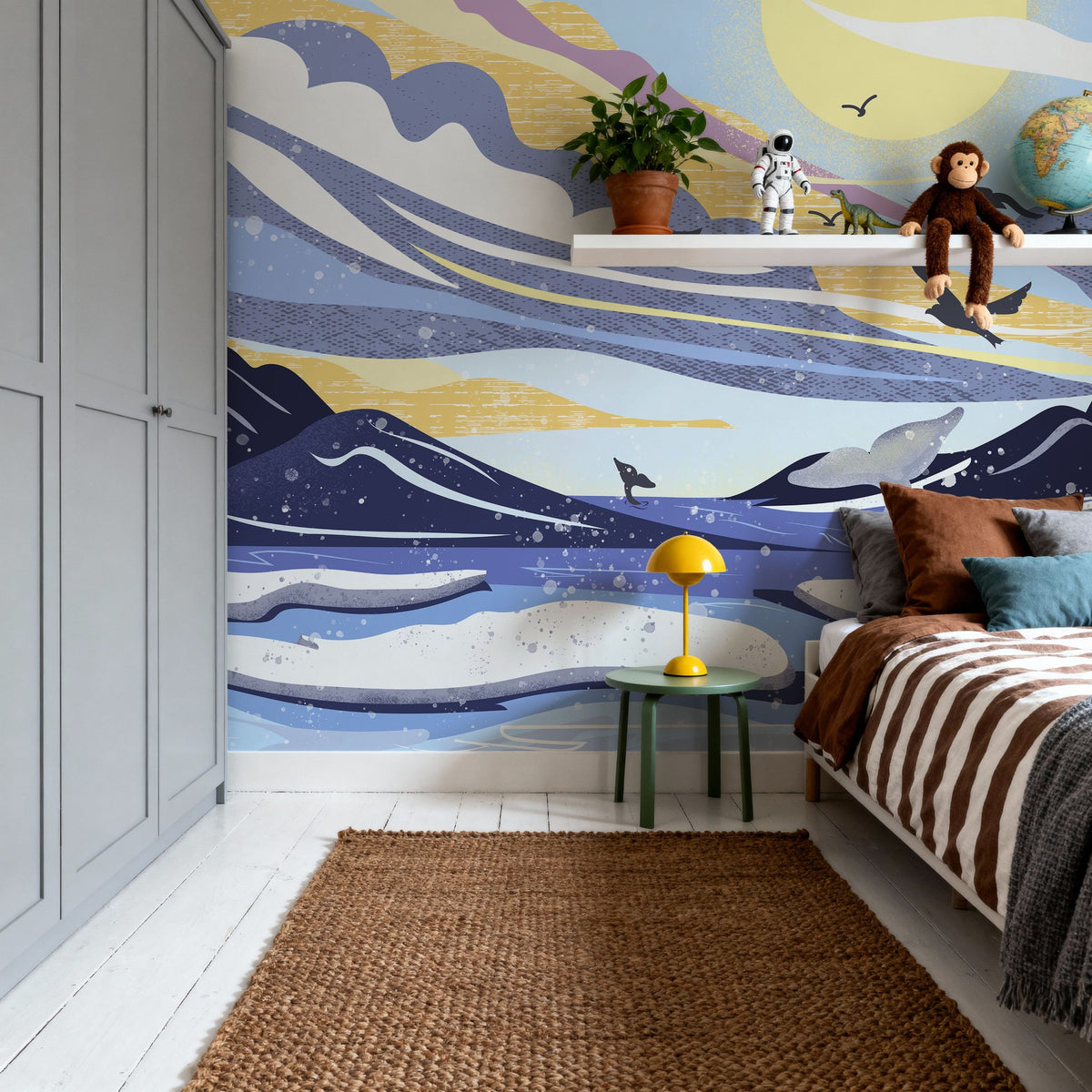 Coastal Apricity, Pewter Mural Wallpaper - room preview 04