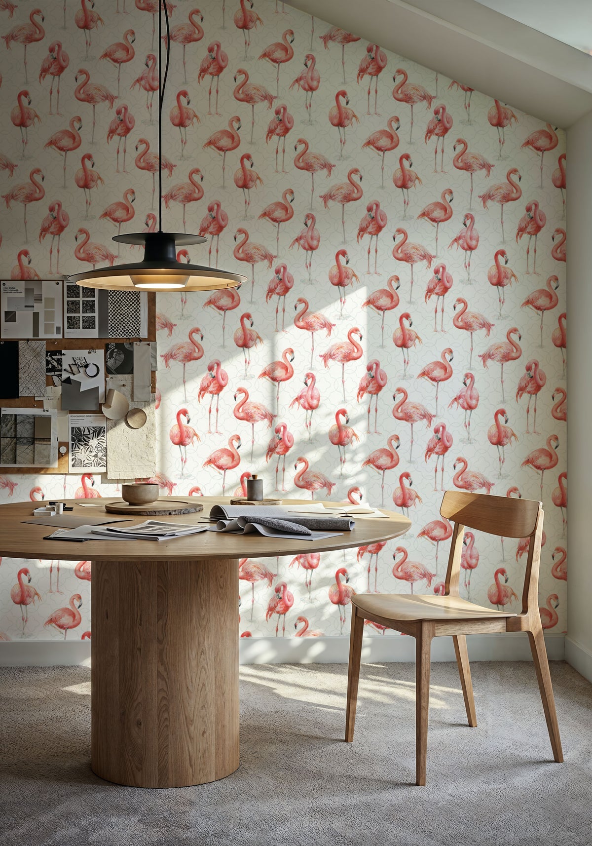 Flamingo Goals White Mural Wallpaper - room preview 04