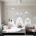 Sleeping Bunny Gray Mural Wallpaper - room preview 04
