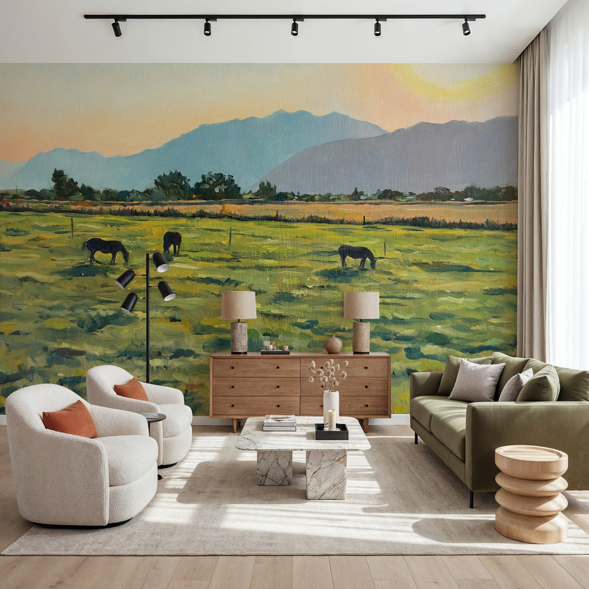 Sunrise Mural Wallpaper - Warm Tone - room preview 04