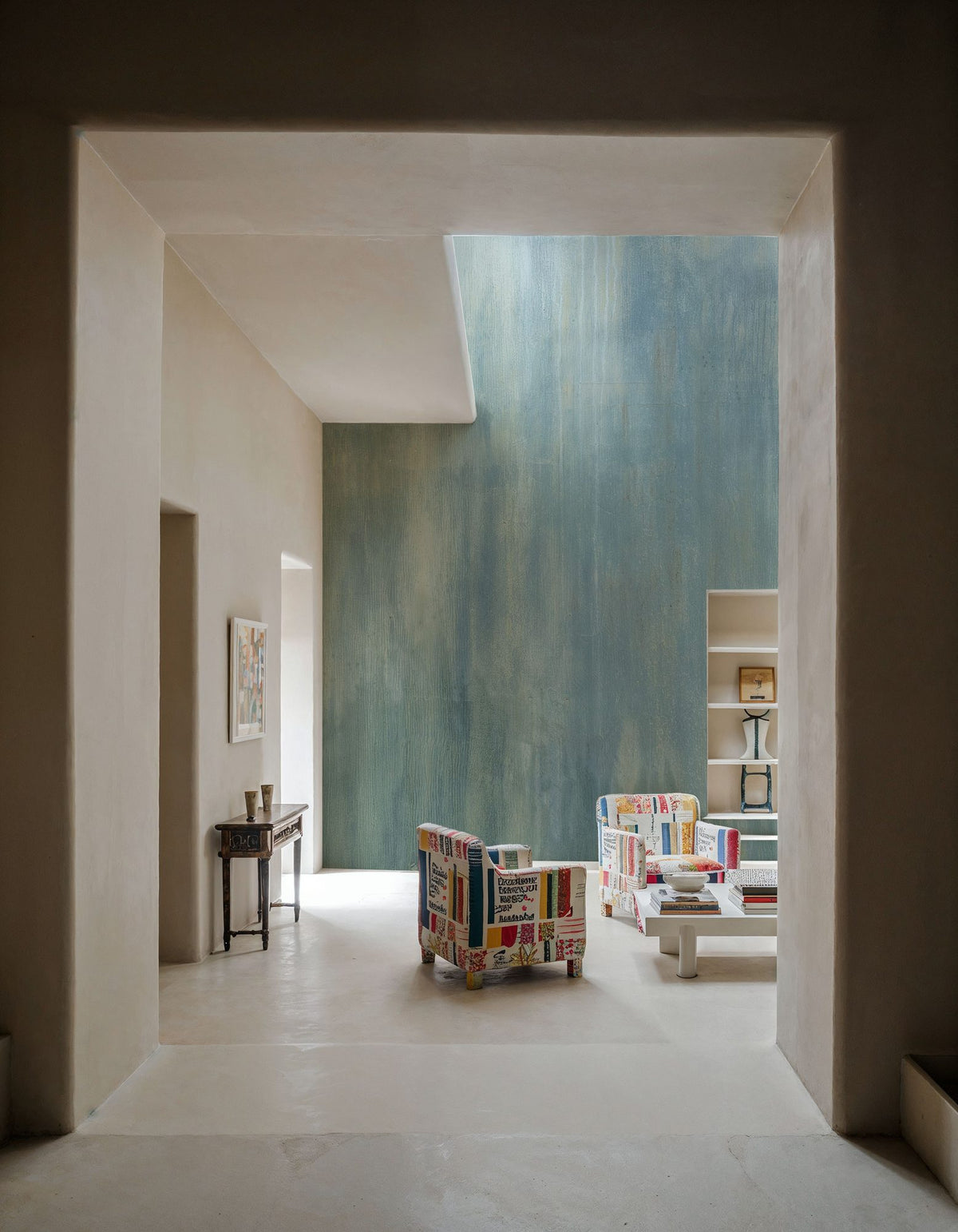 Concrete Surface, Teal Mural Wallpaper - room preview 04