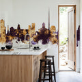 Dublin Ireland Skyline Purple & Gold Mural Wallpaper - room preview 04