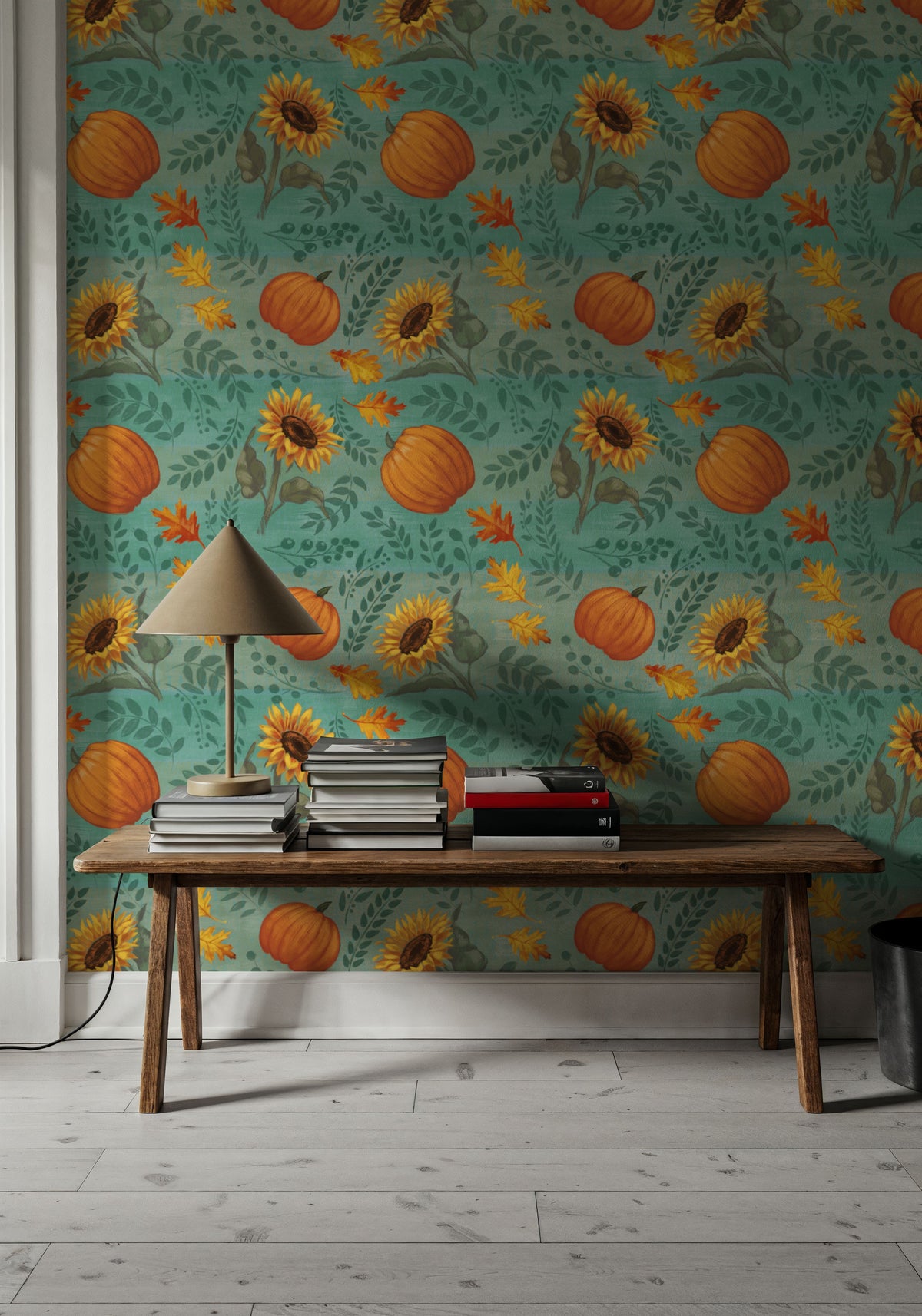 Pumpkin Harvest Blue Mural Wallpaper - room preview 04