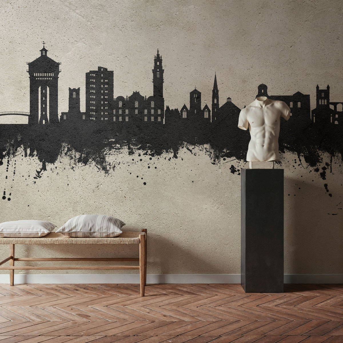 Colchester England Skyline Concrete Mural Wallpaper - room preview 04