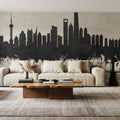 Shanghai China Skyline Concrete Mural Wallpaper - room preview 04