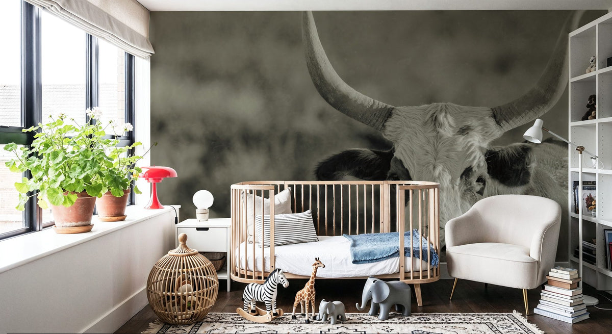 High Desert Herd Sepia Mural Wallpaper - room preview 04
