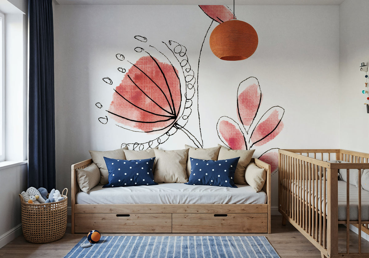 Line Flower II Mural Wallpaper - room preview 04