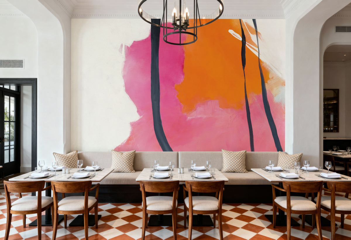 Somersault Orange Mural Wallpaper - room preview 04