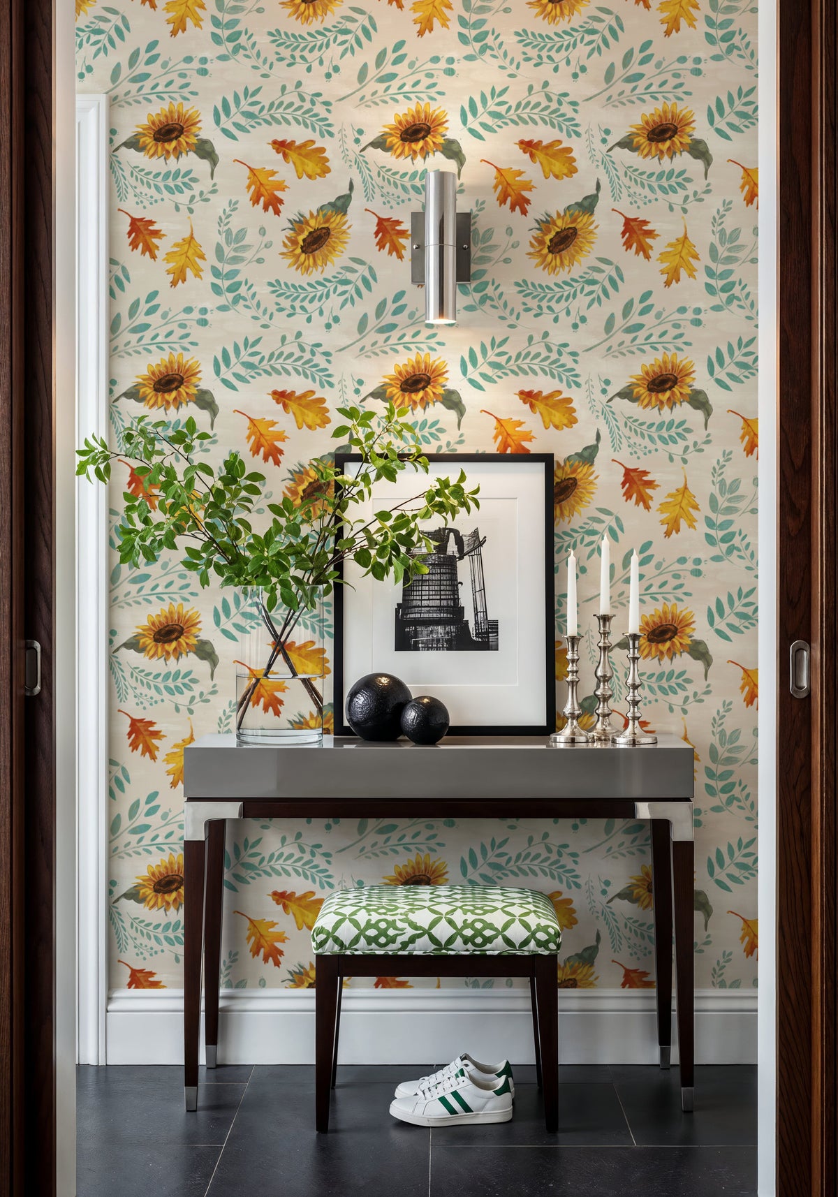 Fall Harvest White Mural Wallpaper - room preview 04