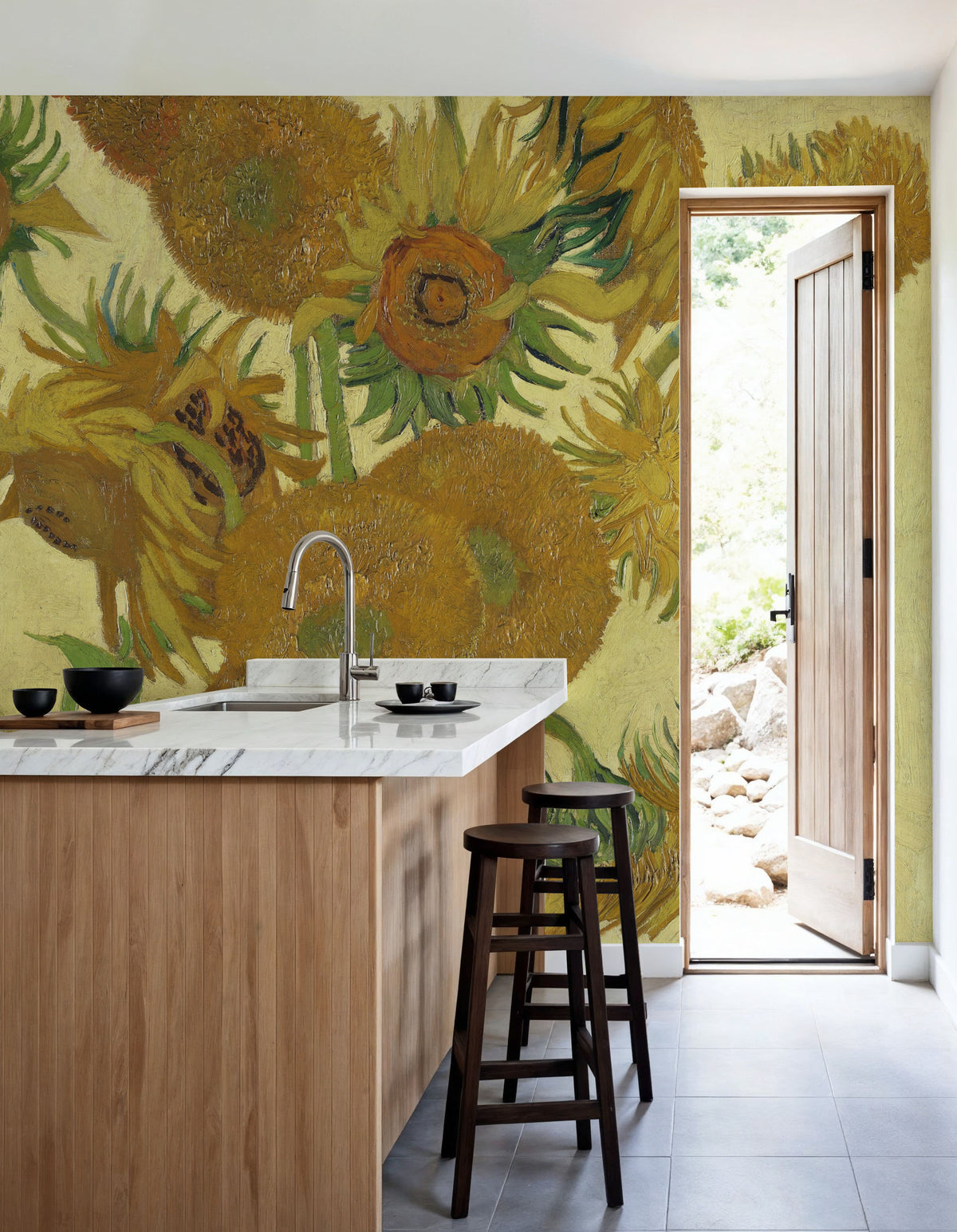 Sunflowers Mural Wallpaper - Red Tone - room preview 04