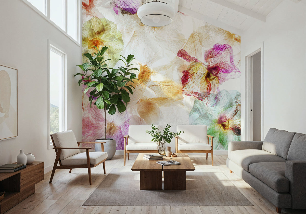 Orchids in the Wind Mural Wallpaper - room preview 04