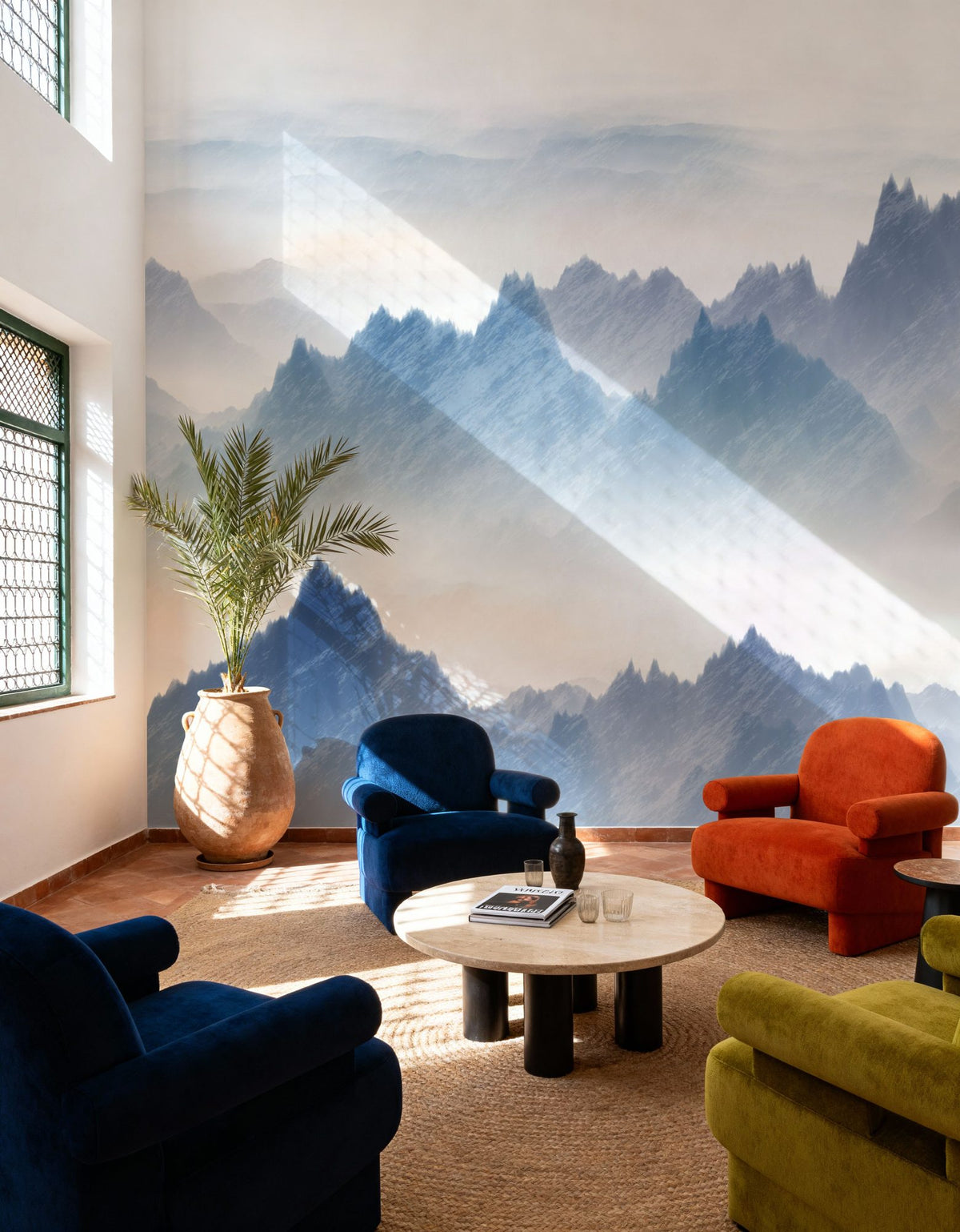 Mountain Landscape Brush Mural Wallpaper - room preview 04