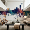 Johannesburg South Africa Skyline Blue & Bronze Mural Wallpaper - room preview 04