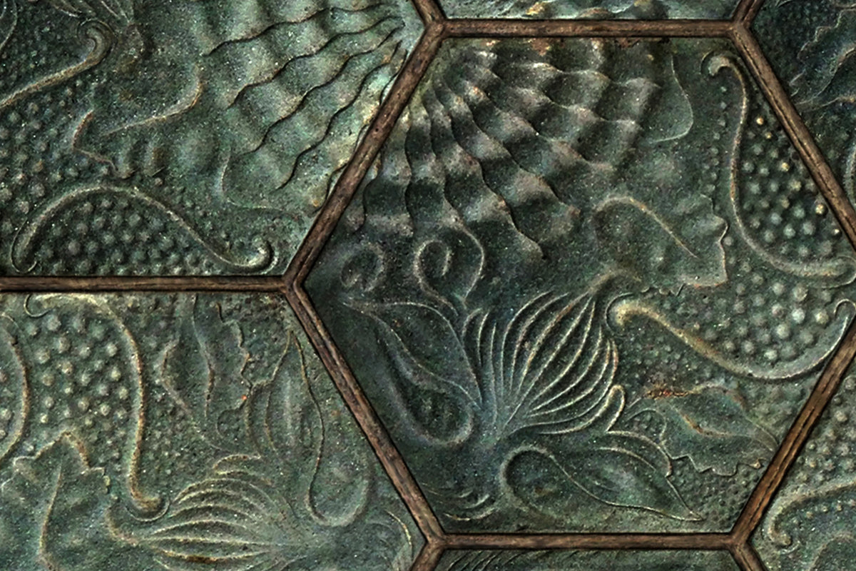 Hexagon Tiles Emerald Mural Wallpaper - room preview 04