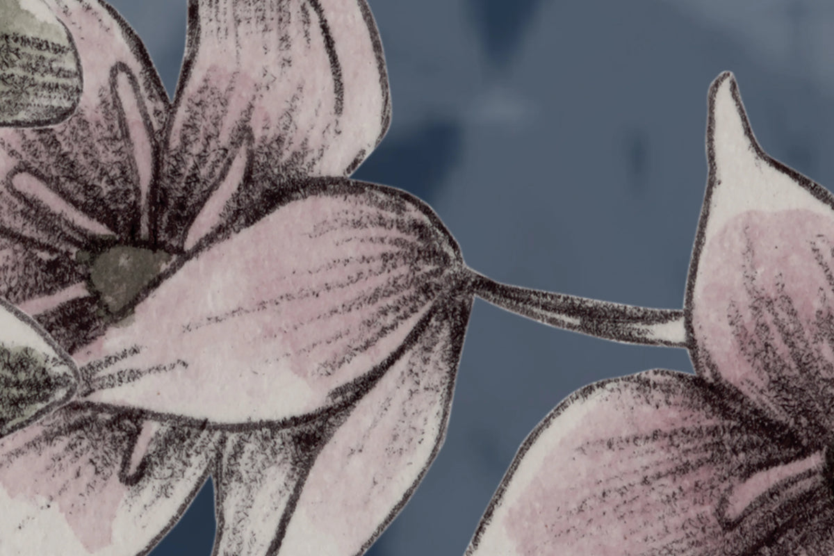 Spring Flower, Dark Blue Mural Wallpaper - room preview 04
