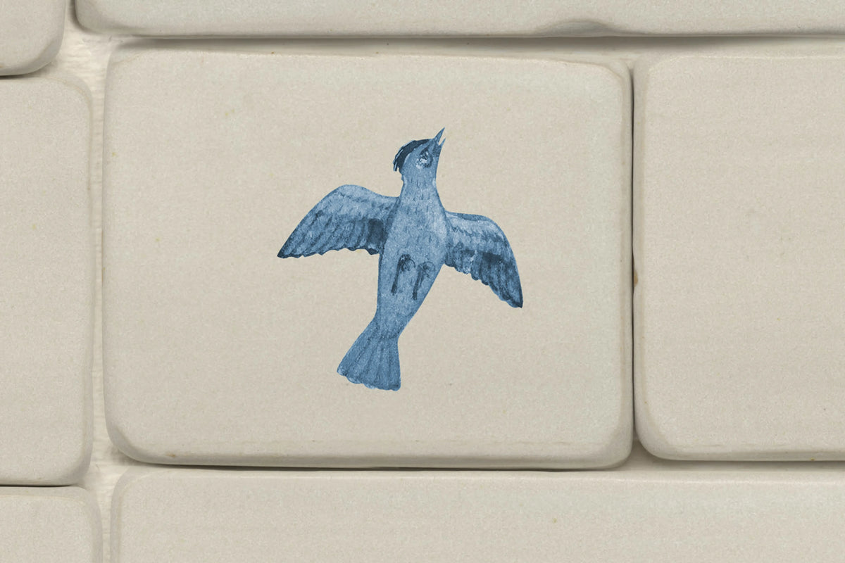 Flight of Tiles, Blue Mural Wallpaper - room preview 04