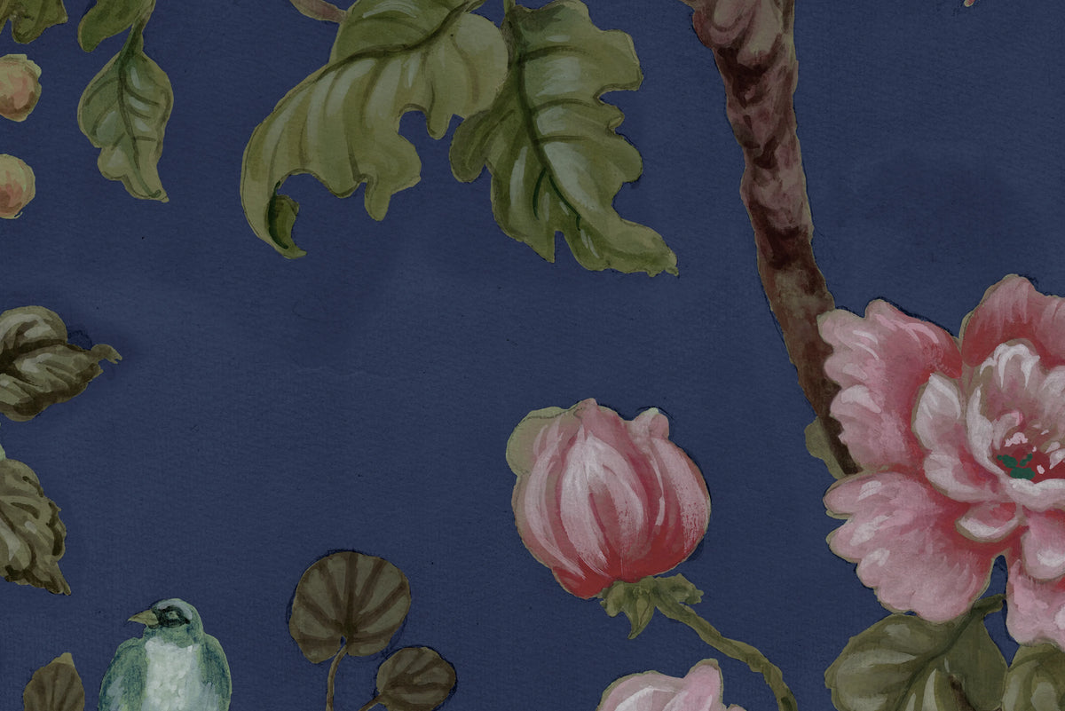Petit Flora, Blue Mural Wallpaper - room preview 04