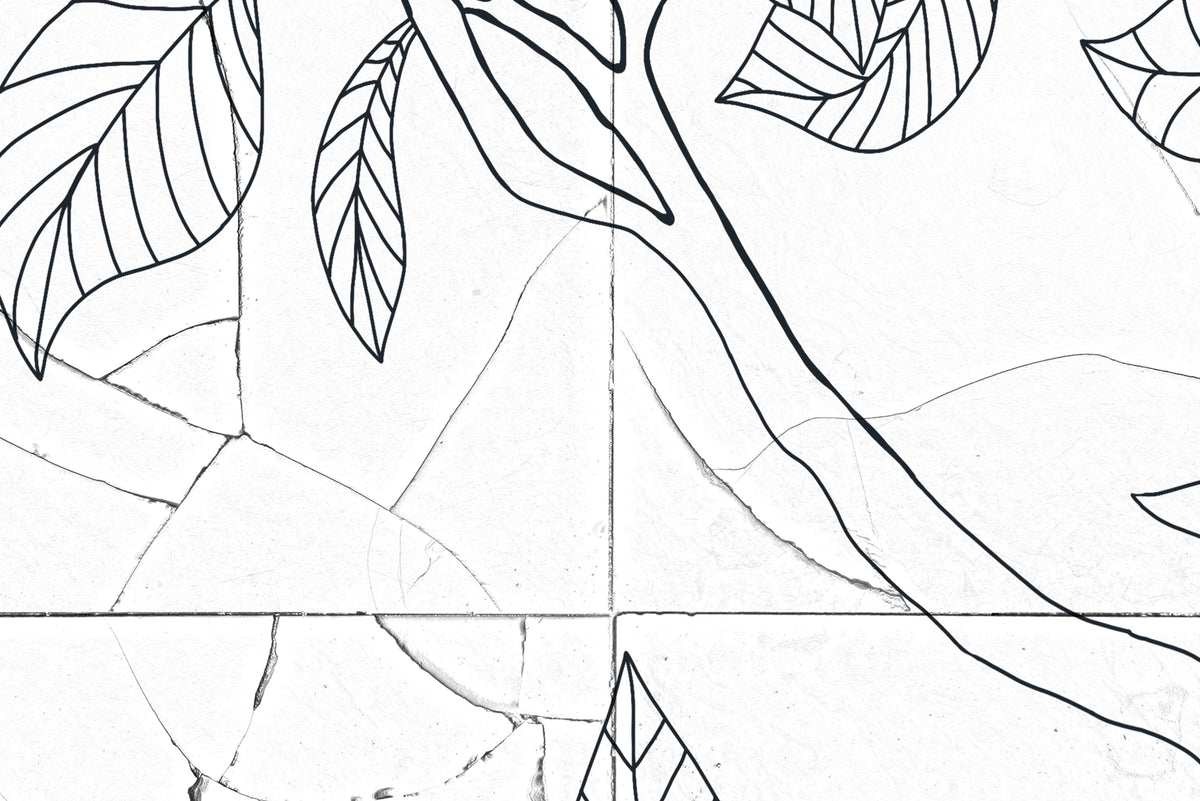Rose Tiles, Graphite Mural Wallpaper - room preview 04