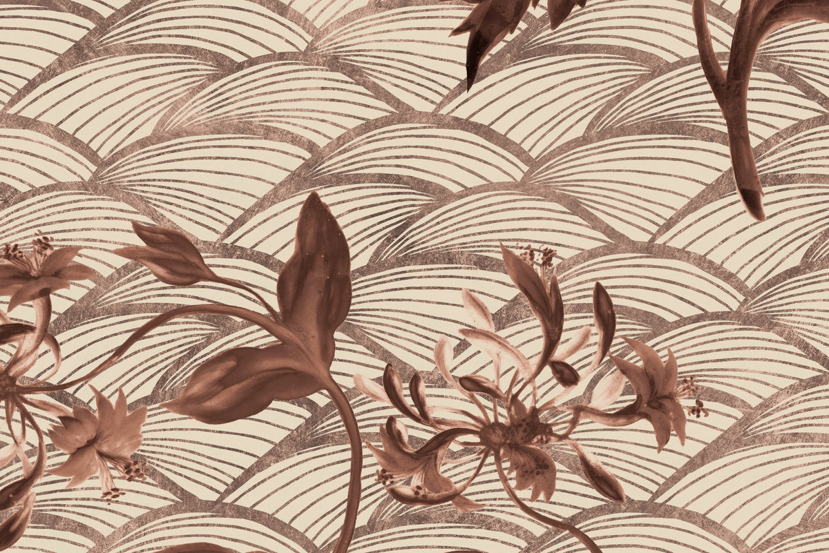 Floral Ripple Rust Mural Wallpaper - room preview 04