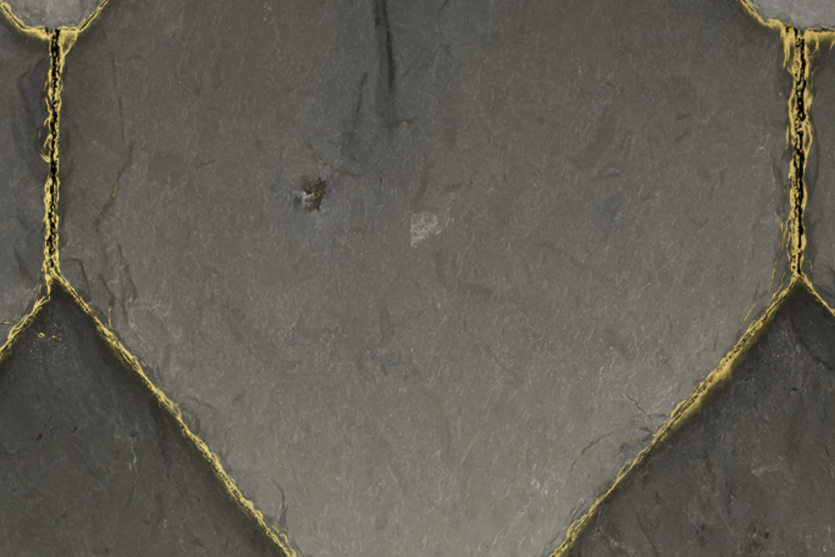 Osaka Tiles, Gray Mural Wallpaper - room preview 04