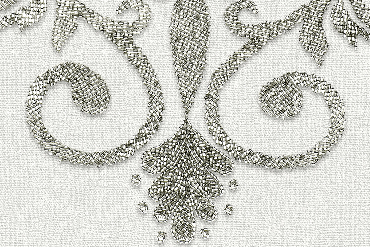 Baroque Pearl, White Mural Wallpaper - room preview 04