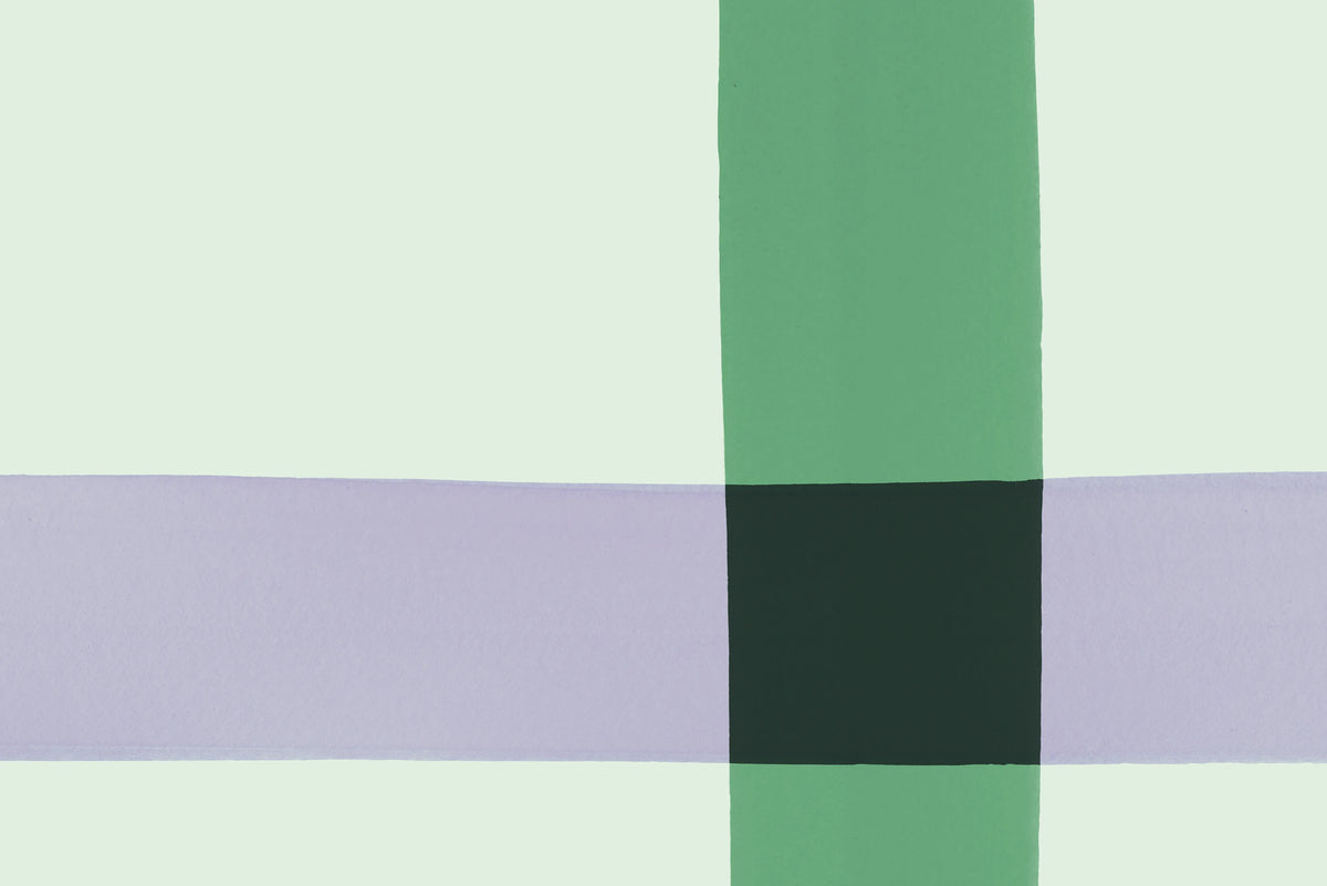 Outside The Box Green & Lilac Mural Wallpaper - room preview 04