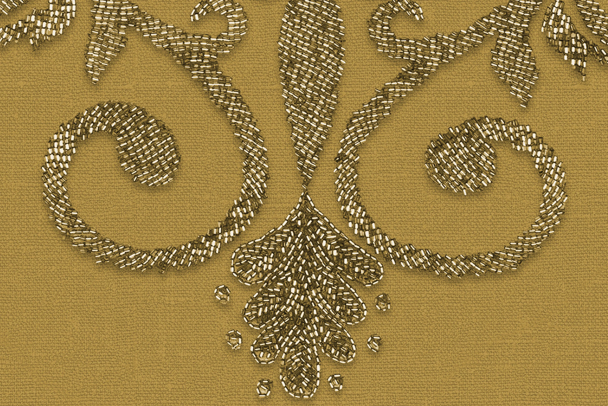 Baroque Pearl, Yellow Mural Wallpaper - room preview 04