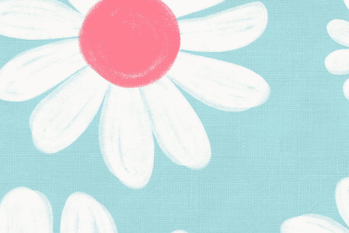 Dashing Daisies, Turquoise Mural Wallpaper - room preview 04