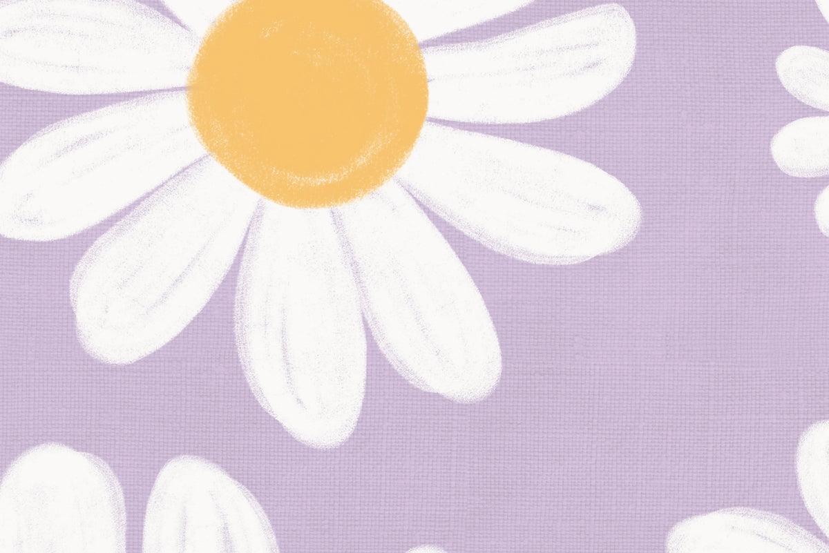 Dashing Daisies, Lilac Mural Wallpaper - room preview 04