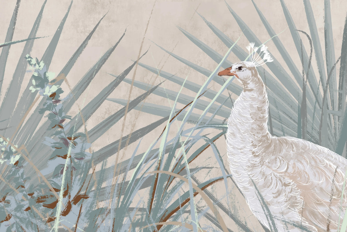 White Peacocks Mural Wallpaper - room preview 04
