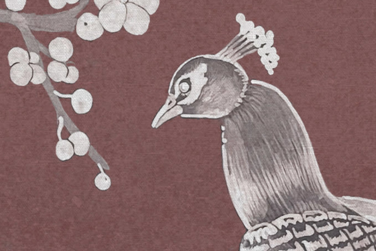 Chinoiserie Blossom, Raspberry Red Mural Wallpaper - room preview 04