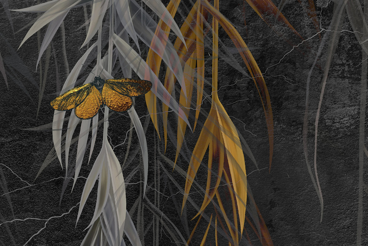 Golden Butterflies, Night Mural Wallpaper - room preview 04