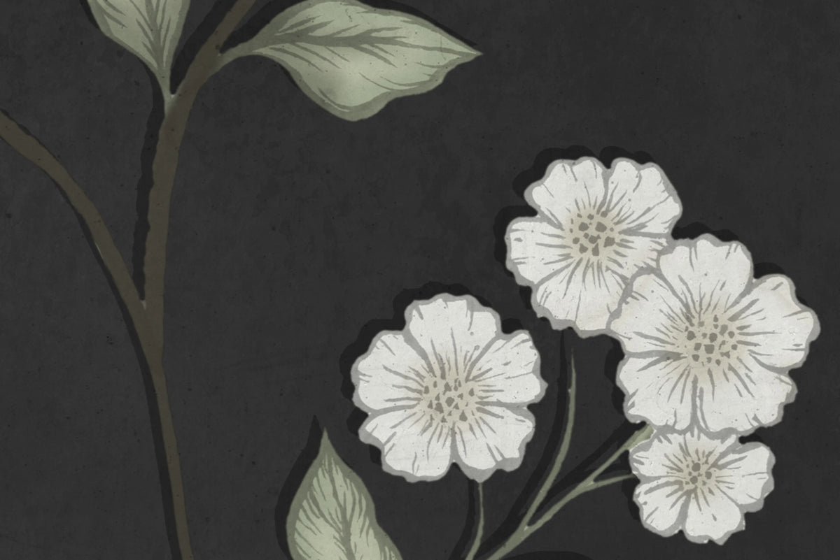 Serene Garden, Black Mural Wallpaper - room preview 04