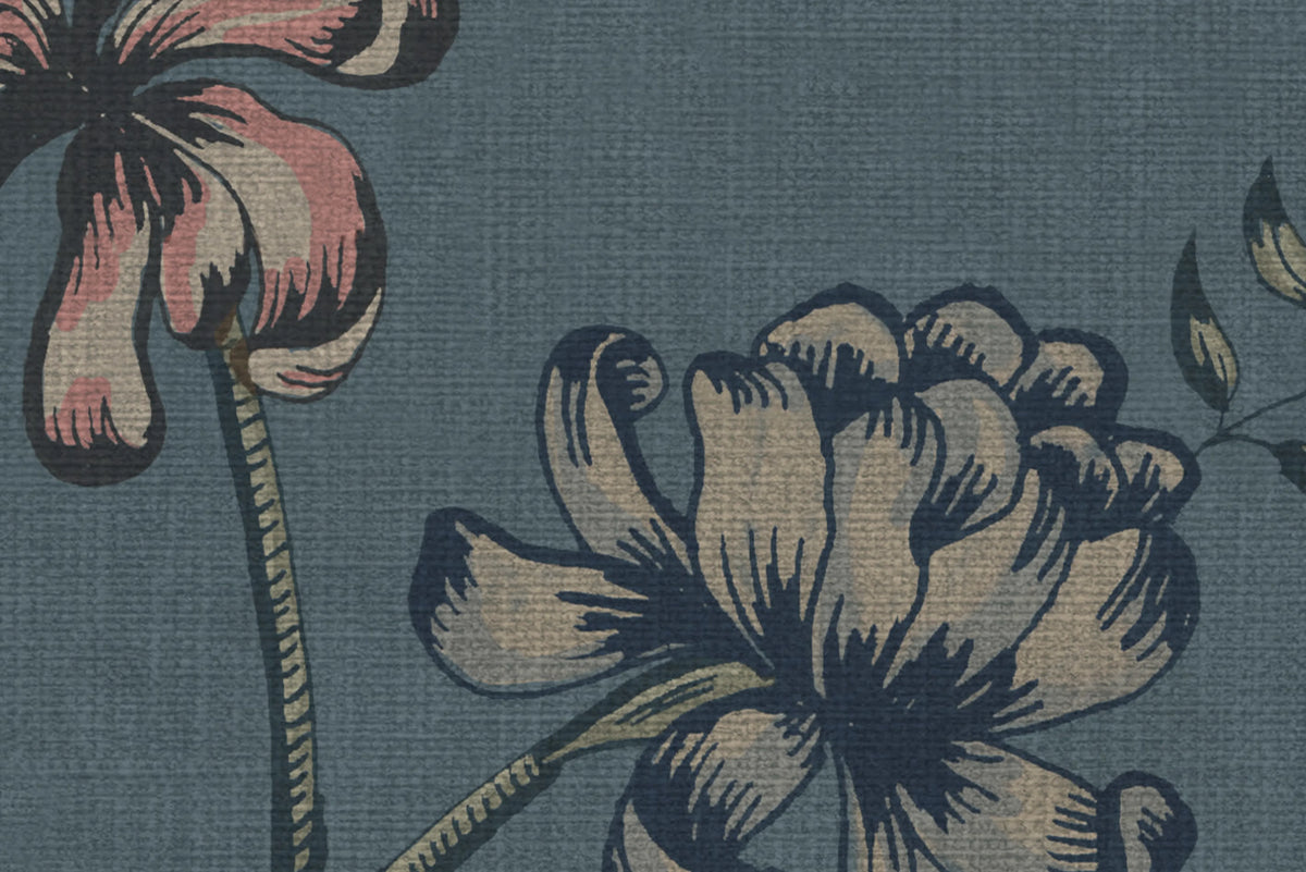 Grand Flower Thread, Blue Mural Wallpaper - room preview 04