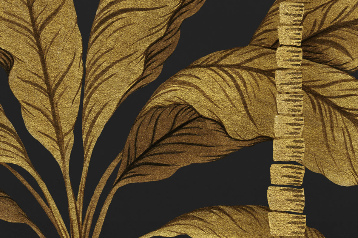 Golden Palms, Black Mural Wallpaper - room preview 04