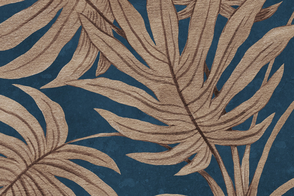Golden Palms, Blue Mural Wallpaper - room preview 04