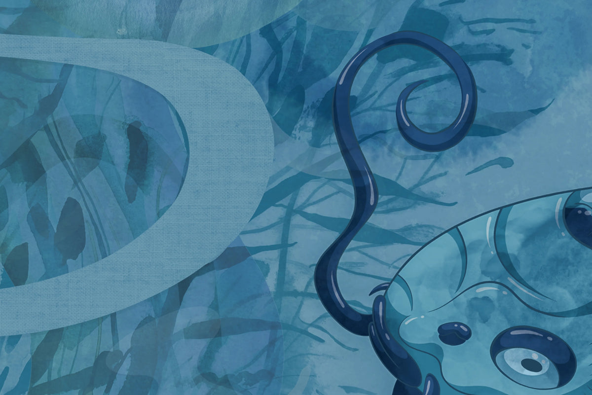 Atlantis Fish, Blue Mural Wallpaper - room preview 04