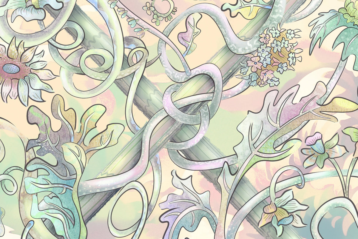 Babylon Sky, Dusty Pink Mural Wallpaper - room preview 04